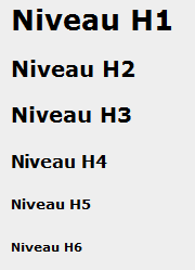 42 Balises de structure Hiérarchisation de contenu <h1></h1> <h6></h6>