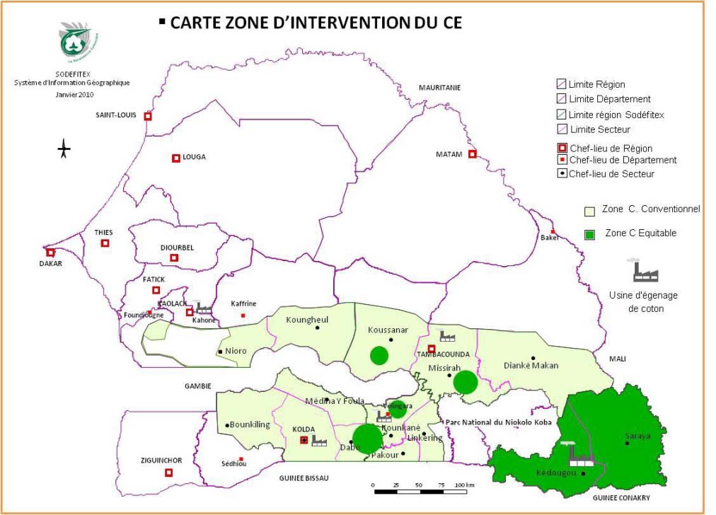 Le coton au Sénégal : spécificités de la filière à prendre en compte Filière intégrée SODEFITEX Fourniture de