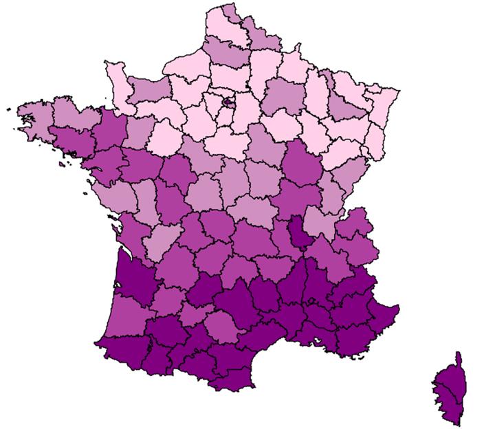 Les créations dans les départements Nombre de créations d associations pour 1000 habitants, sur 10 ans : 12 et plus de 9,8 à 11,9 Aveyron