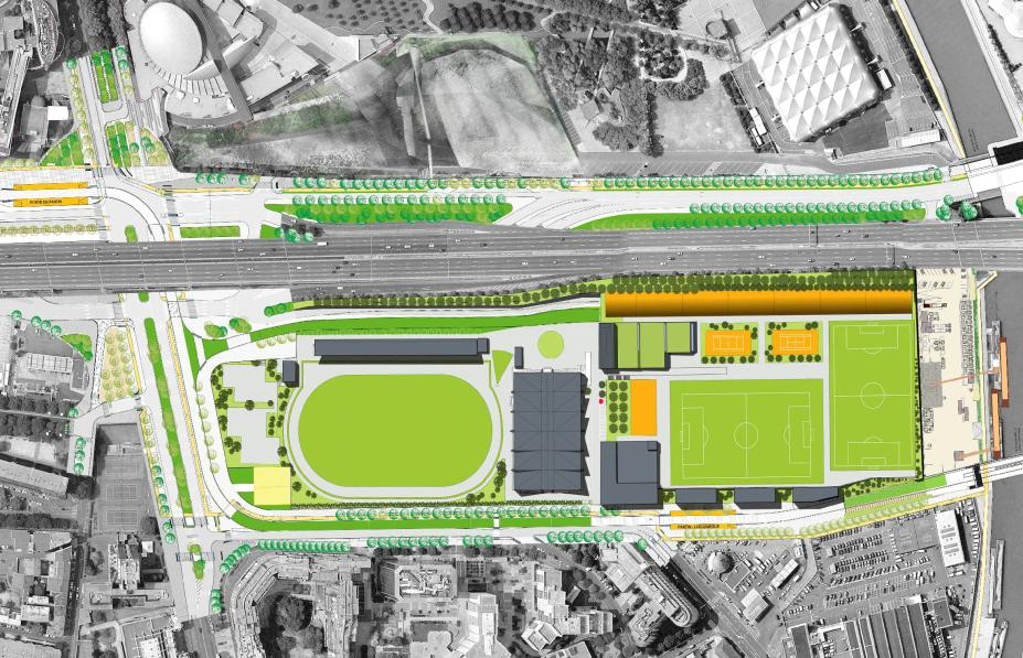 il se situe dans le 19è arrondissement, sur la partie nord du stade Jules Ladoumègue le site est entièrement couvert, et les équipements sportifs seront restitués par la Ville de Paris en partie