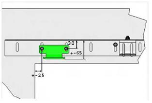 7. Mise en place des supports 901: Placer l un des supports 901, coté fermeture comme indiqué ci-dessous.