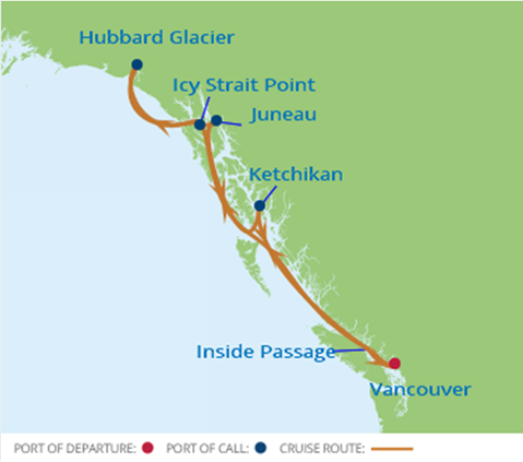 ITINÉRAIRE Jour Date Escales Arrivée Départ Dimanche 27/08/2017 Vancouver, Colombie Britannique 16:00 Lundi 28/08/2017 Passage Intérieur (En Mer) Mardi 29/08/2017 Icy Strait Point, Alaska 15:30 22:00