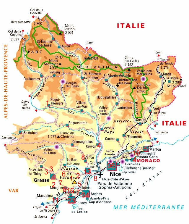 Alpes Maritimes (06) : 340 Ostéopathes répertoriés dont 34 Médecins 1. Antibes Juan les Pins (34) 2. Beaulieu sur Mer (3) 3. Beausoleil (10) 4. Cagnes sur Mer (13) 5. Cannes (23) 6. Carros (4) 7.