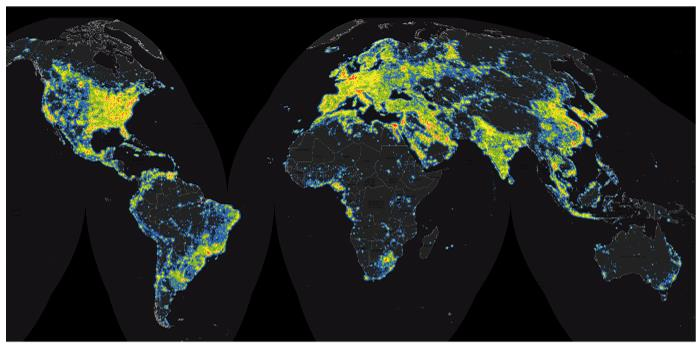 Nouvel atlas mondial de la pollution lumineuse Le nouvel atlas de la pollution lumineuse montre que 80 % de la population mondiale ne connait plus de nuit noire
