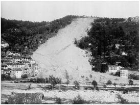 Glissement Roquebillière en novembre 1926, Entraunes en 1960, éboulements rocheux à répétition le long des tronçons routiers : vallée de la Tinée, route de Castérino Les événements mouvements de