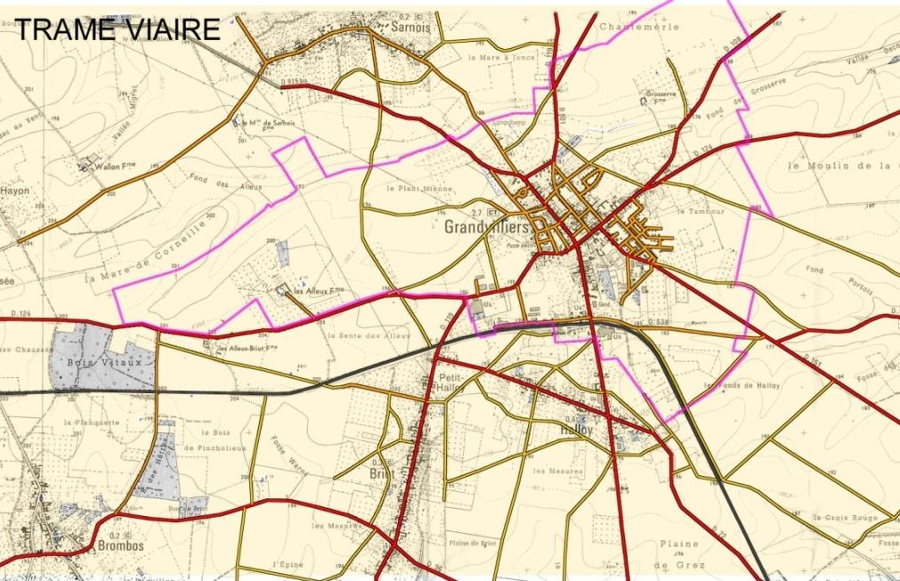 4- Optimiser l accessibilité et les déplacements doux dans la commune Diagnostic : La commune de Grandvilliers est traversée par 6 routes départementales : La RD 901 (axe Beauvais Abbeville) classée