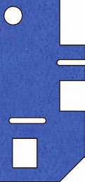 Fente : Découpe rectangulaire e : Trou oblong f : Trou rectangulaire l = longueur e l élastomère b = largeur e l élastomère l 1 = longueur e la plaque