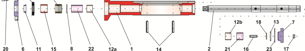 Fig 3 - Vue éclatée de la vanne papillon BR 14b avec garniture de presse étoupe précontraint par rondelles-ressorts Pos. Dénomination Matériau 1 Corps de vanne 1.4408 2 Arbre de vanne 1.