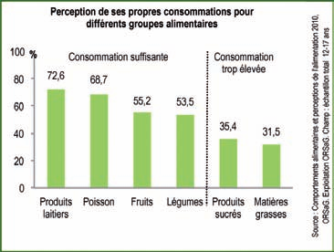 En effet, plus de la moitié (55,3 %) des personnes n ayant pas atteint les recommandations pour la consommation de produits laitiers et environ un tiers (31,1 %) de celles n ayant pas eu une