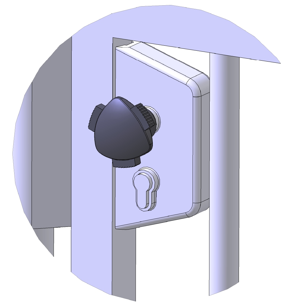 Celui ci est composé d une serrure (9) avec bouton de sécurité et de la gâche de serrure (10). L ouverture se fait par double action sur le bouton (voir figure 5).