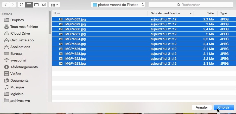 Télécharger des photos dans un dossier du OneDrive depuis un dossier du Mac.