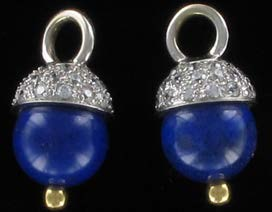 AC, 2 pendentifs sertis de lapis lazuli et de pierres, Brut 12.2g or 750 mil.