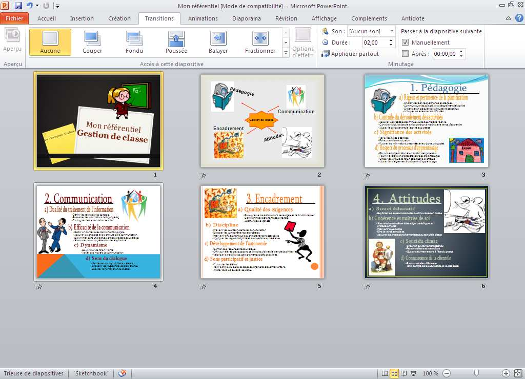 GUIDE PowerPoint 2010 (version débutante) - 21-14. Appliquer un effet de transition aux diapositives.