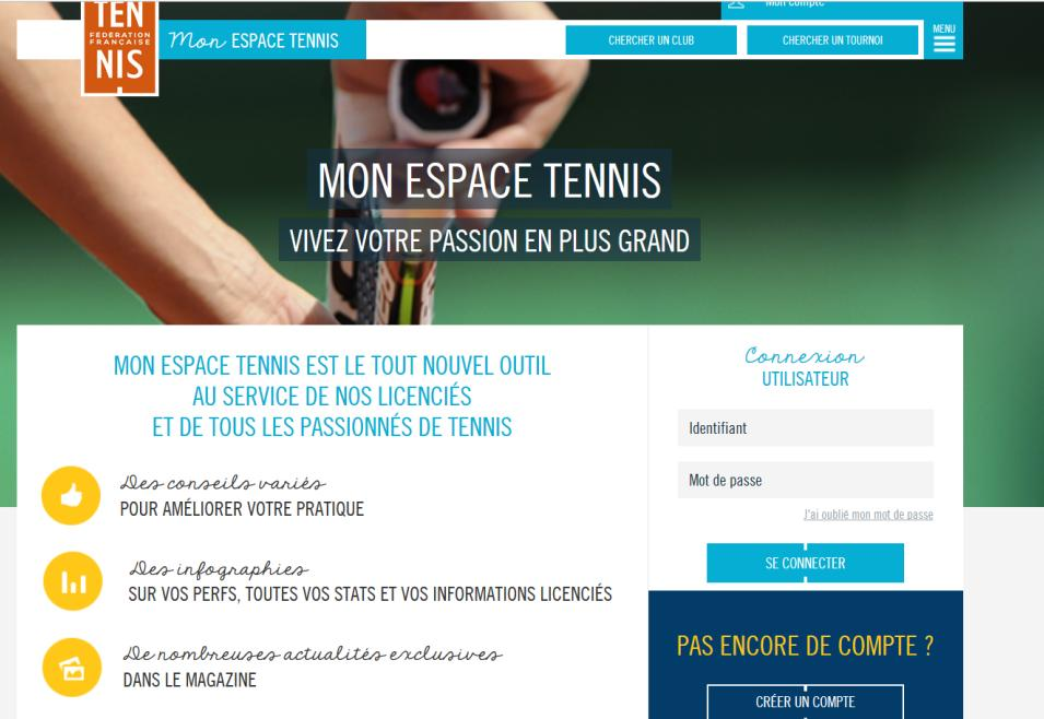 1. Se connecter sur «MON ESPACE TENNIS» Pour vous rendre sur le site «MON ESPACE TENNIS» vous pouvez cliquer sur le lien https://monespace-tennis.fft.