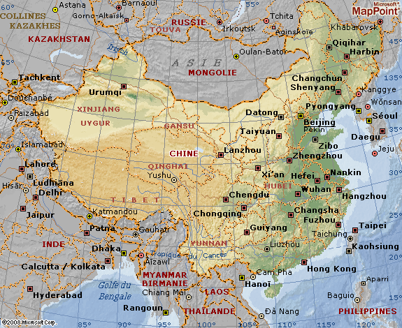 1. Situation géographique: La chine est située à l'est de l'asie, sur la rive ouest du Pacifique.