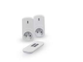 Set de 2 prises télécommandées on/off Commandez vos lampes ou appareils électriques depuis n'importe où dans votre maison. - Installation facile, sans fil.
