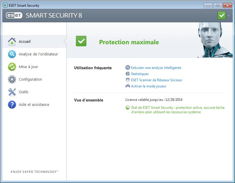 Dans la fenêtre principale du programme ESET Smart Security, cliquez sur Mise à jour dans le menu principal situé à gauche, puis cliquez sur Mise à jour maintenant.