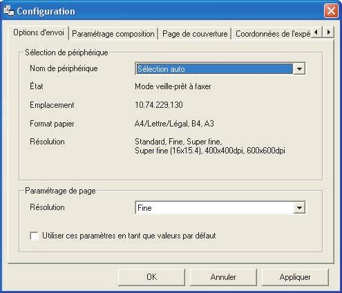 Menu de configuration Réglage de la configuration Sélectionner Configuration... dans le menu Outils pour afficher la fenêtre de configuration.