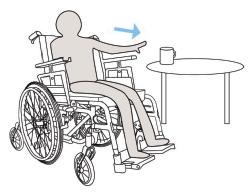 B) TRANSFERT PAR UNE TIERCE PERSONNE Le transfert peut aussi être effectué avec l aide d une tierce personne 1) Le fauteuil doit être déplacé aussi près que possible du siège à atteindre, avec
