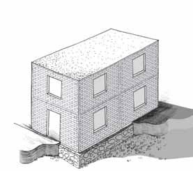 CONCEPT DE LA MAÇONNERIE CHAÎNÉE Surface totale des murs au sol La surface minimale totale au sol de tous les murs de cisaillement (L x t) orientés dans la même direction doit être entre 1.5 et 2.