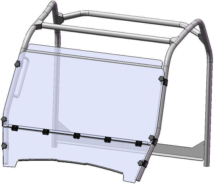 c) Attach clamps (Item E) to the roll cage of your vehicle as per drawings.