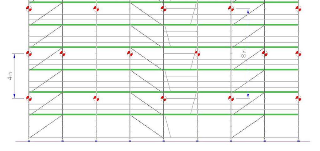 tous les 8m pour les flancs courants Contreventement : - 1 file de diagonales pour 3 mailles Echaudage équipé de planchers NF Largeur Mailles Classe