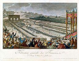 Le 14 juillet 1790, la Nation réunit autour de son Roi, commémore la