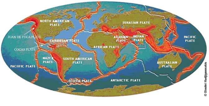 B.1 Présentation du phénomène sismique B.1.A Les plaques Tectoniques La Terre est divisée en couches superposées qui se distinguent par leur état solide, liquide ou plastique, ainsi que par leur densité.