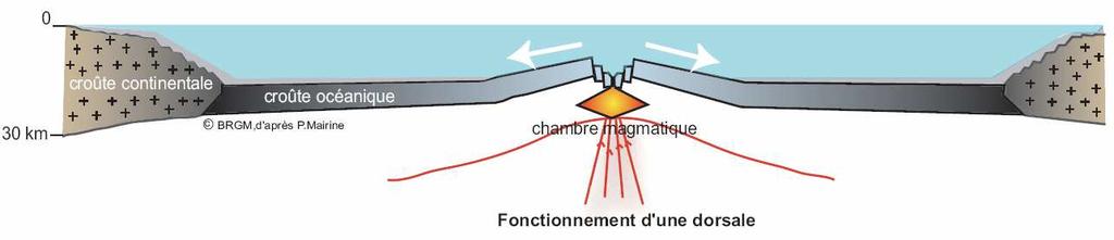 BRGM Failles transformantes Zone de divergence Rift Des zones de coulissement horizontal se rencontrent également au niveau des dorsales océaniques (zone de divergence).