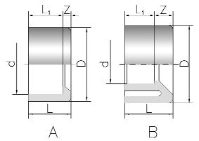 CASQUILLO REDUCCIÓN para encolar REDUCING BUSH solvent socket REDUCTION SIMPLE M x F à coller 06 REF. L Z L1 MOD. DN PACK.