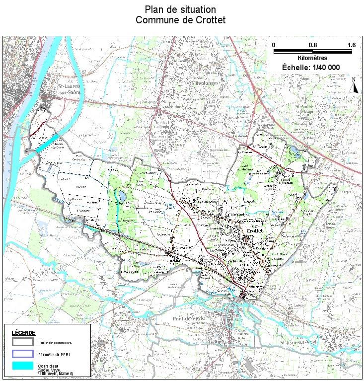 1. Présentation de la commune et de son contexte naturel Le bourg principal de Crottet s'est développé en bordure du lit majeur de la Saône, seuls le hameau de Chavannes et le quartier de Saint