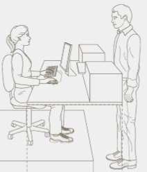 fréquentes d objets, de colis ou de documents, nécessité d une grande surface facilement accessible Prévoir un siège assise-haute ou assis-debout, une barre d appui pour les pieds et