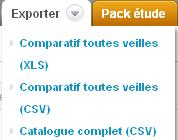 Export Excel des données L onglet «Exporter», vous permet d accéder à 2 types d exports de données : Le «Comparatif toutes veilles» Sous format XLS ou CSV : Ce comparatif vous donne un tableau avec