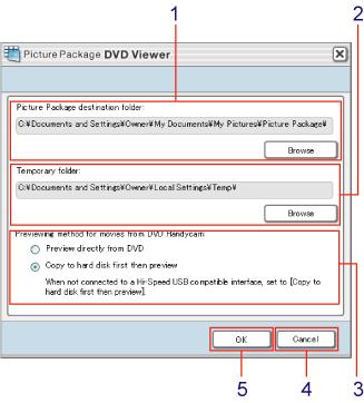 Copie des images sur votre ordinateur 1 Dossier de destination du logiciel d'image : Sélectionne un dossier de destination dans lequel copier les images.
