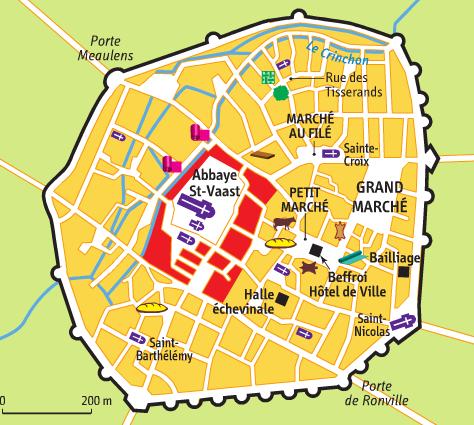 C) L essor des villes. Document. Plan de la ville d Arras. La ville d Arras s agrandit entre le X et le XIII siècle. On y trouve désormais de nombreux édifices religieux, un marché et des remparts.