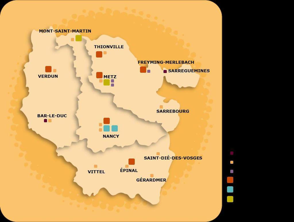 1 Le REIN en Lorraine 1.1 Cartographie des centres lorrains en 2014 La figure 1 présente la cartographie des structures de dialyse en Lorraine en 2014.