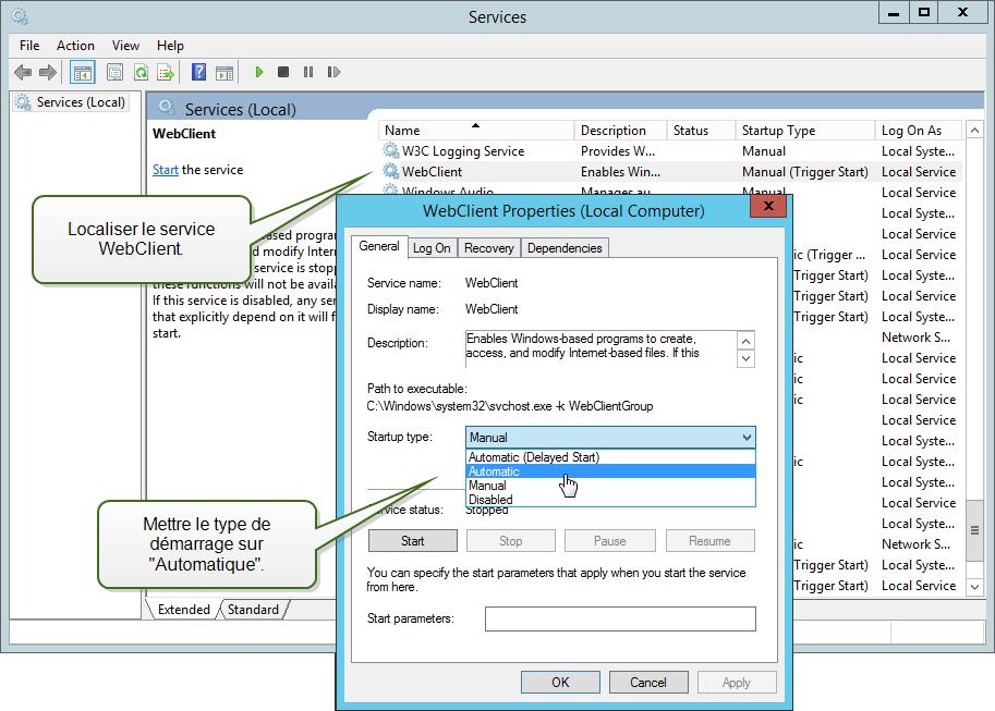 Windws Server 2008 R2 et 2012 R2. Activer la fnctinnalité Expérience utilisateur. Vir les détails ci-dessus. Windws Server 2016. Activer les fnctinnalités Expérience utilisateur et Redirecteur WebDAV.