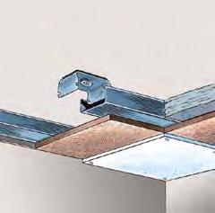 Les Fixations Antivibratoires Acoustix pour ossature bois (FA60 MOB) (en médaillon ci-dessous) Les antivibratoires se fixent au plafond avec un écartement de 800 mm.