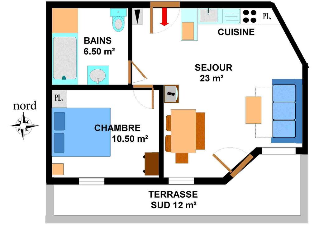 Etage: RC LOT : BONB05 Appartement B5, dans la résidence de tourisme 3* Au