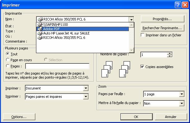 Création d un fichier pdf Adobe acrobat permet de transformer plusieurs type de fichier (page web : *.htm, fichiers des applications MS Office : *.xls, *.doc, *.ppt ) en fichier *.