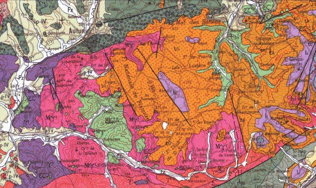 Figure 3 : Géologie du plateau d Antully et de ses environs (BRGM, carte géologique de
