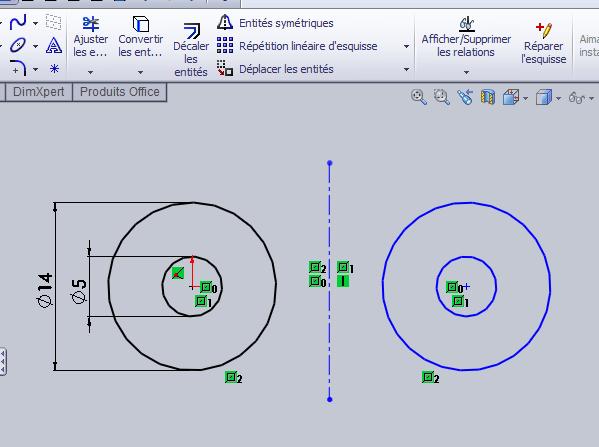cercles comme ci-dessous, puis indiquer leur diamètre à l aide de l outil «cotation