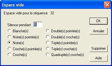Boîte de dialogue Attributs de clone 42-5 Espace vide pour la séquence (#). Cet indicateur identifie la séquence (une mesure d une portée) sur laquelle vous avez cliqué. Silence pendant.