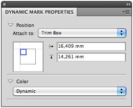 4 4. Propriétés Dynamic Mark Vous pouvez ouvrir les Propriétés Dynamic Mark en choisissant Fenêtre > Esko > Dynamic Marks > Propriétés Dynamic Mark 4.