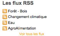 Les flux RSS : Diffusion de listes de références bibliographiques, de façon automatisée sur des thèmes scientifiques (eau, bois, changement climatique).