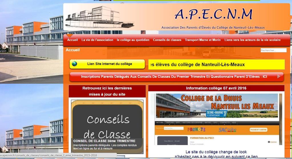 L APECNM Site internet Une Association autonome. Un L véritable A.P.E.C.N.M partenaire du Collège.