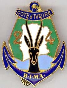 24e BIMa Création : 1.12.195 à ABIDJAN (Côte d'ivoire) par changement d'appellation du Bataillon Autonome de Côte d'ivoire (BACI). 31.7.1961-Dissous.