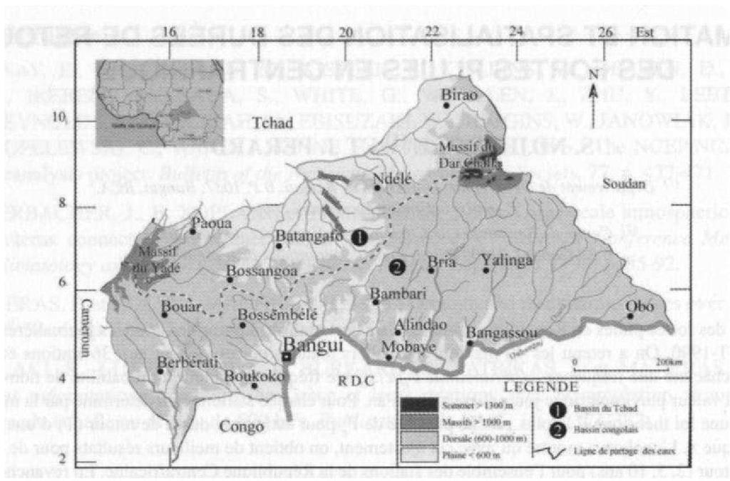 320 Publication de l'association Internationale de Climatologie, Vol. 15, 2003 Figure 1 : Localisation de la RCA par rapport à l'afrique Centrale.