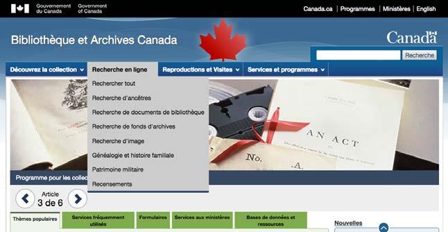 Débutez votre recherche sur le site Web de Bibliothèque et Archives Canada.