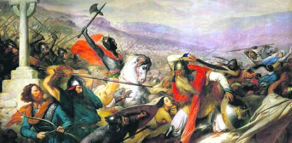 Francs Charles écrase les Aquitains révoltés Roncevaux Expédi on victorieuse de Pépin en Italie du nord 1ers pirates